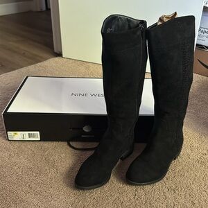 Nine West black suede boots